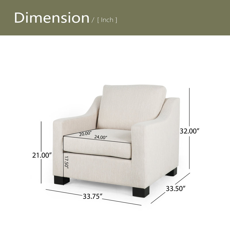 Fauteuil club contemporain rembourré en tissu, Beige