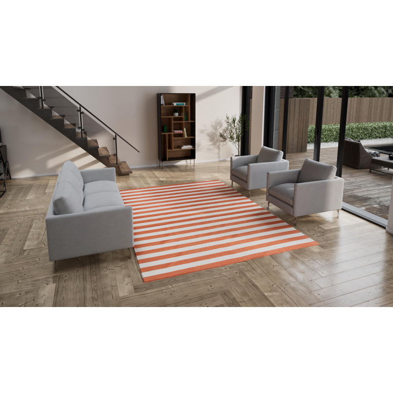 Orange Flatweave Cotton Rug - 8'10" x 11'10"