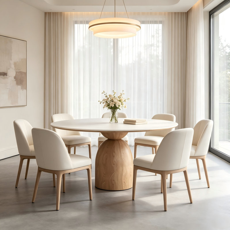 Table de salle à manger moderne en bois massif «Light Luxury», 29.5" H x 47.25" W x 47.25" D