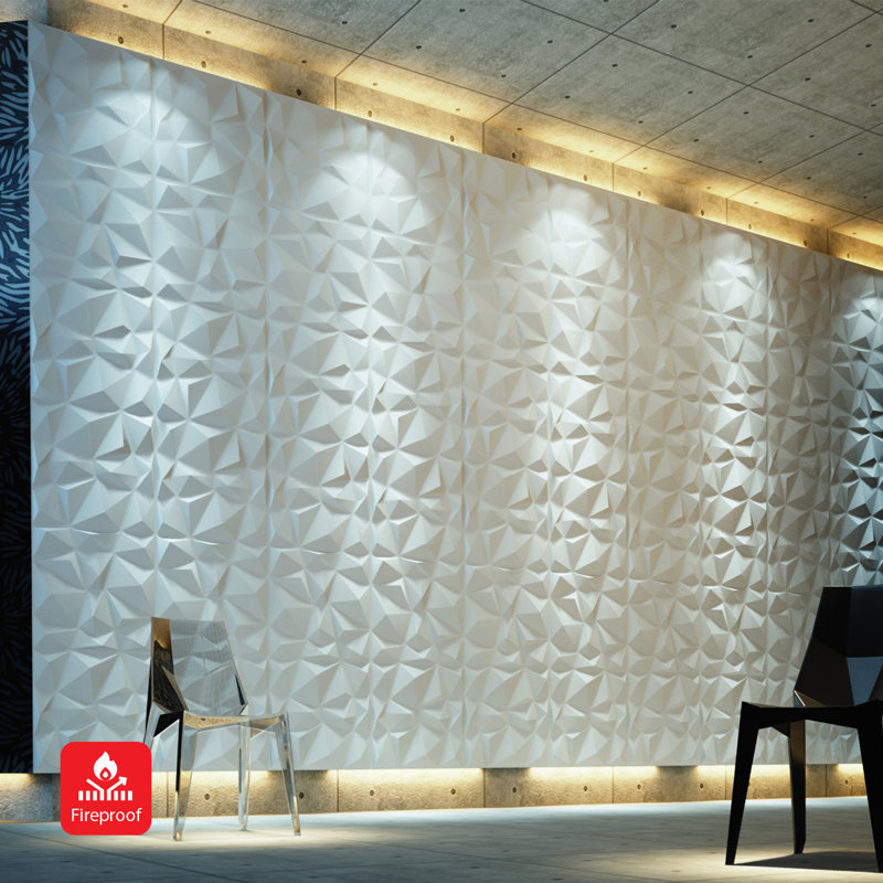 3D PVC Wall Panel – Faceted Diamond Design | White | 500 x 500 mm | Waterproof & Lightweight
