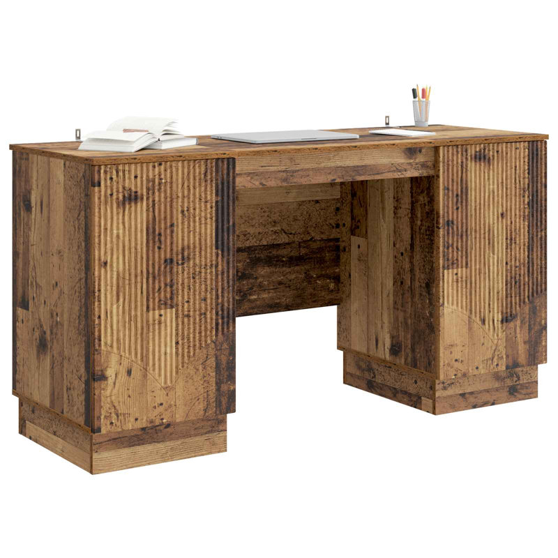  Desk With Shelf With Storage With Door Engineered Wood Furniture Sets, Old Wood