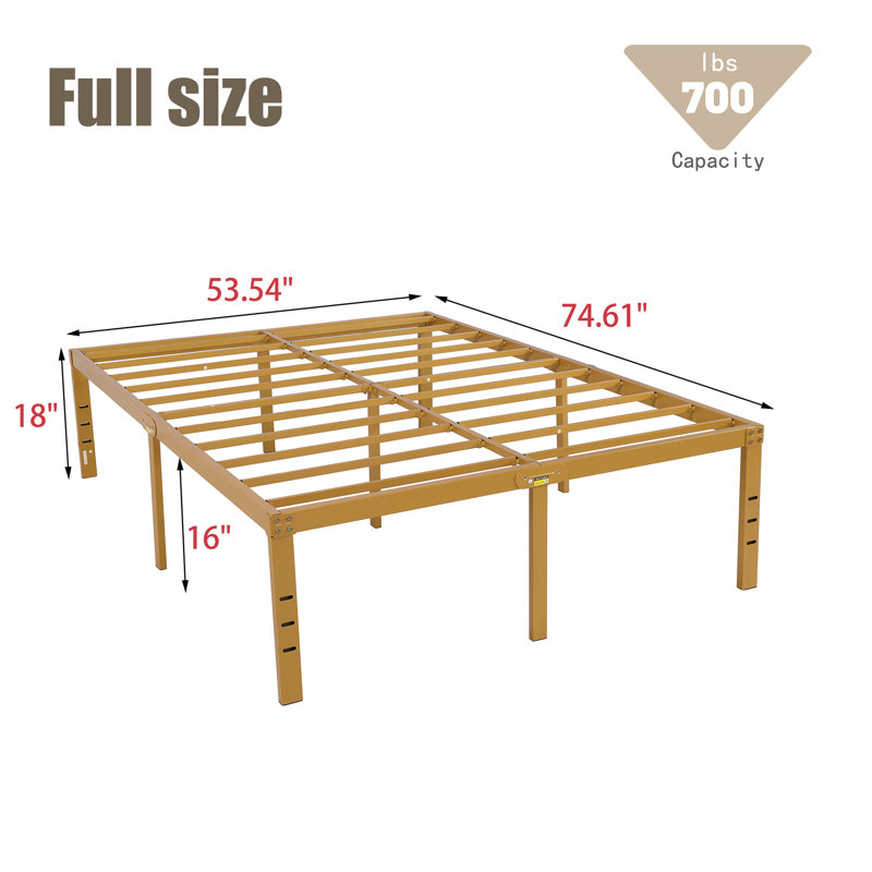 Structure de lit en acier 18 po, Double, Or