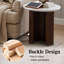 Table de bout ronde contemporaine en marbre avec base piédestal cannelée