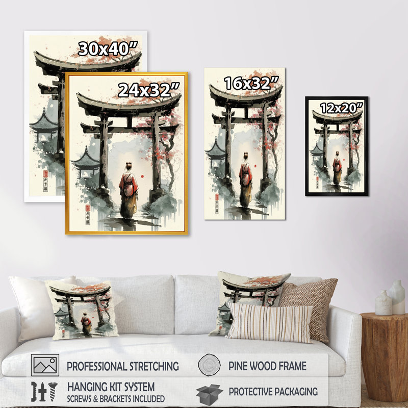 Asian Asian III - Peinture sur toile, Impression noire sur toile encadrée, H 20 po x l 12 po x P 1 po