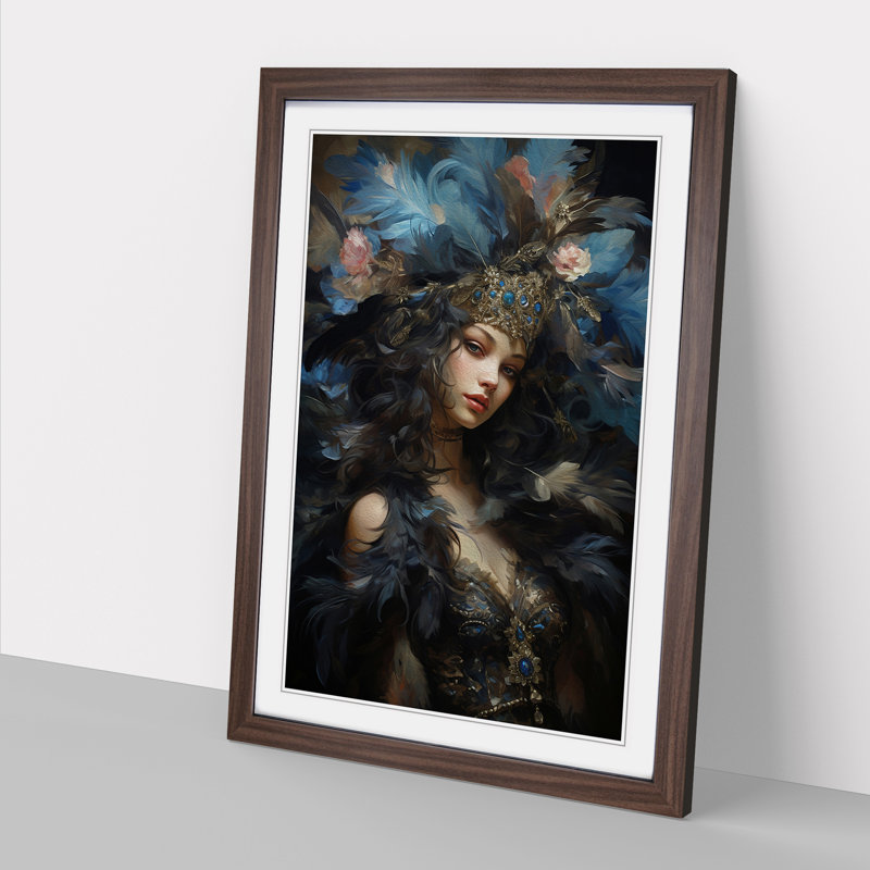 Feather Baroque Art - Framed Print, Walnut Framed, 64cm H x 46cm W