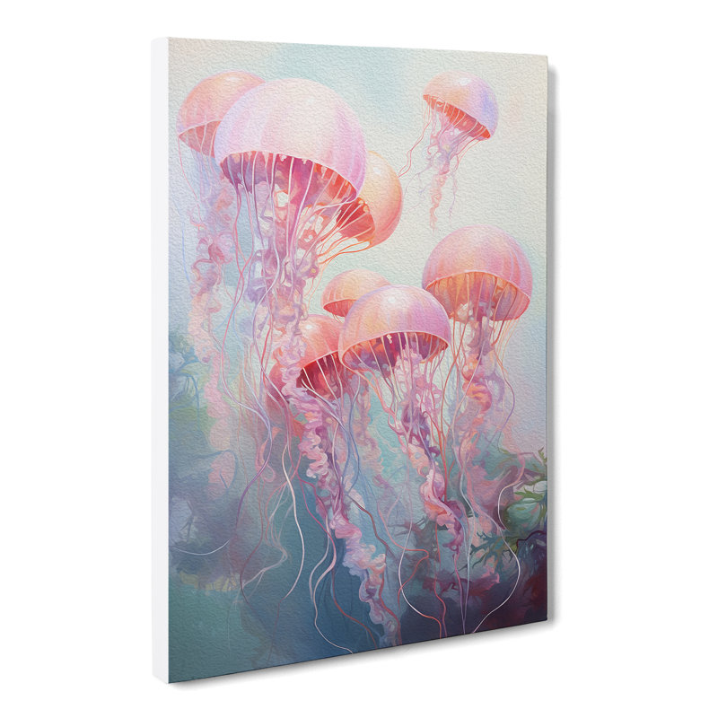 Jellyfish Bubble Gum Painting - Wrapped Canvas, 60cm H x 40cm W x 3cm D