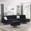 Canapé modulaire avec méridienne réversible, repose-pieds avec rangement, pieds en métal et clous décoratifs, pour un rassemblement familial et une vie confortable-68050512