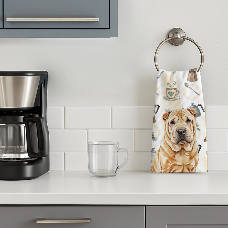 Red Shar Pei Coffee Bar Kitchen Towel, Red Shar Pei