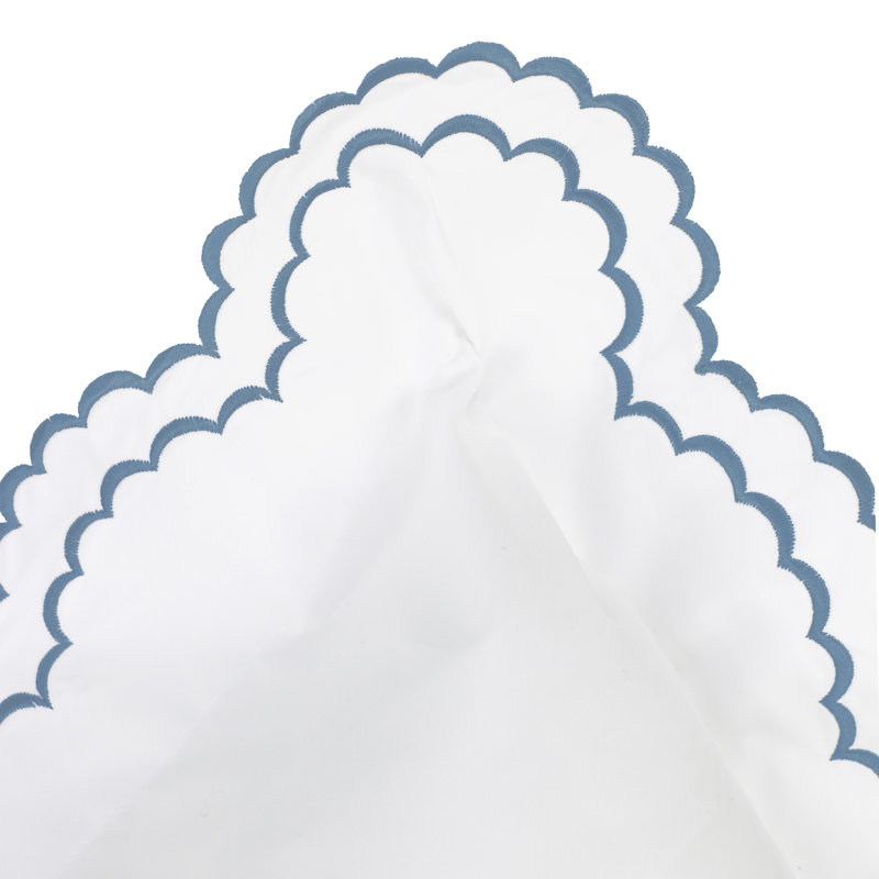 Ensemble de housse de couette Bara, Housse de couette pour grand lit et 2 taies décor, Bleu marine/blanc