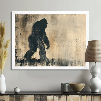 «Black Beige Shadow Silhouette Bigfoot», impression d'art mural Bigfoot