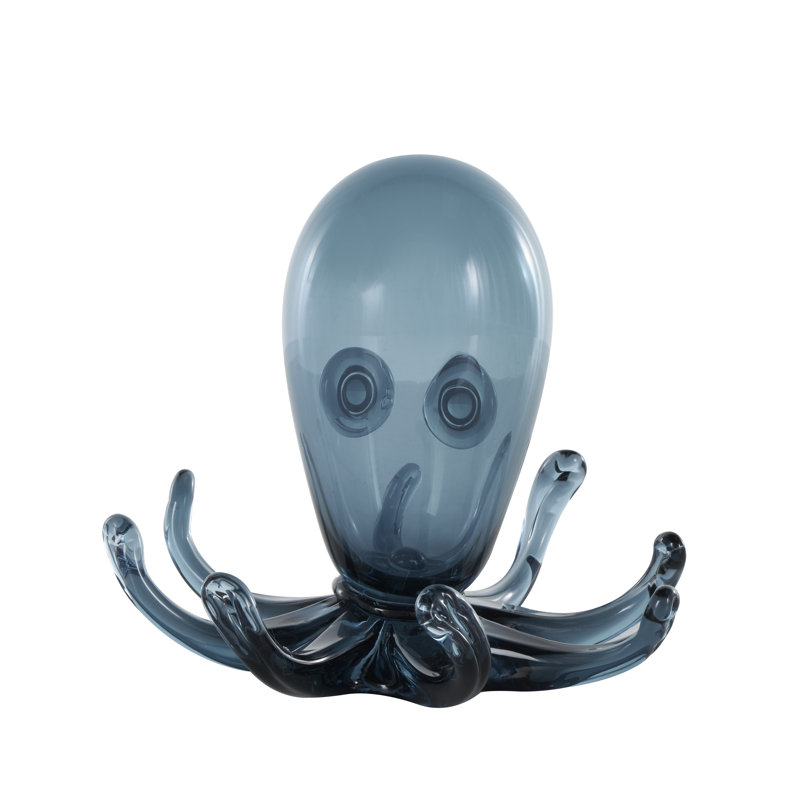 Scottsdale Glass Cute Ombre Octopus Decorative Dark Blue Sculpture with Curved Tentacles
