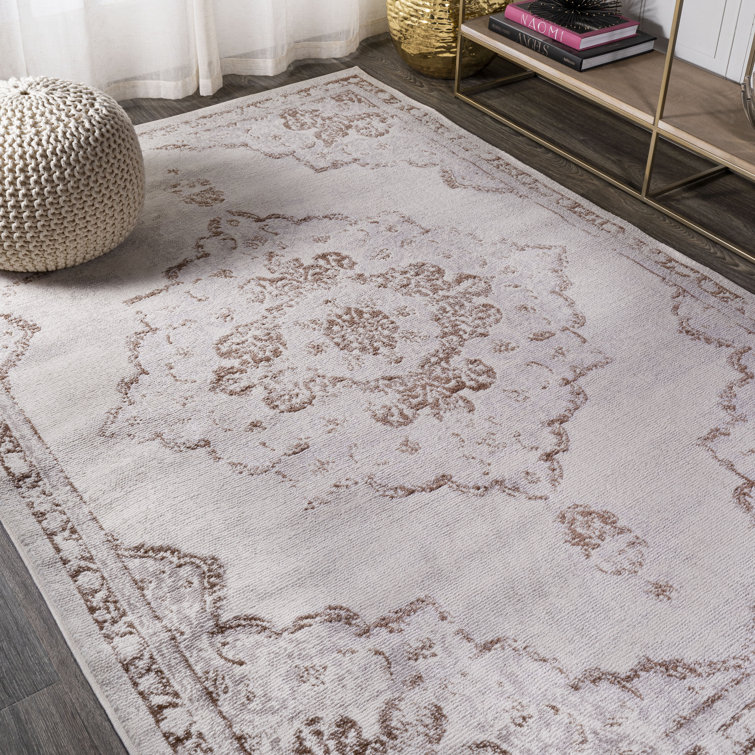 Pruden Ornate Medallion Modern Cream/Red Rug