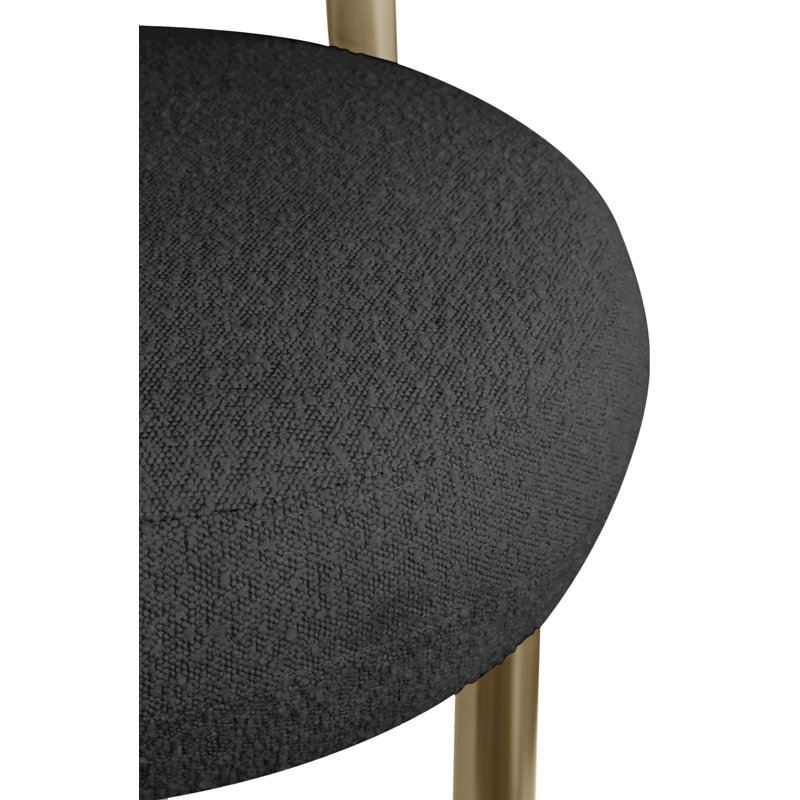 Fauteuil d'appoint Bordeaux Boucle, Tissu bouclé noir, Laiton