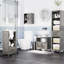 Armoire de rangement de salle de bain grise avec 2 portes et étagère ouverte, style classique