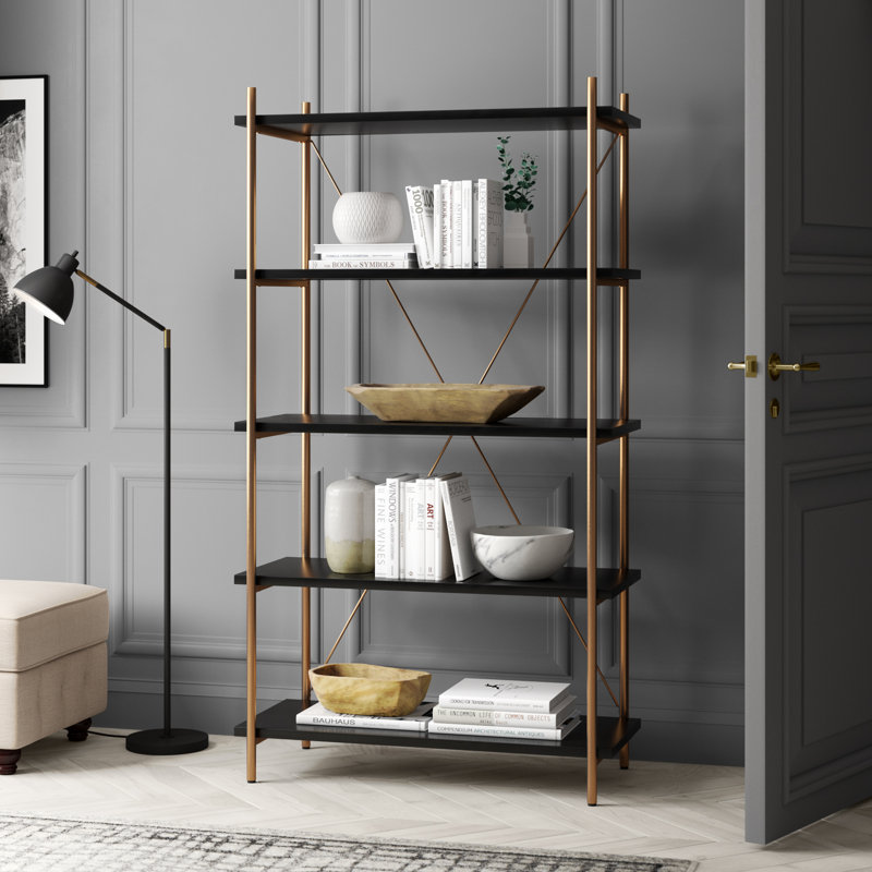 Etagere Bookcase, Gold / Black