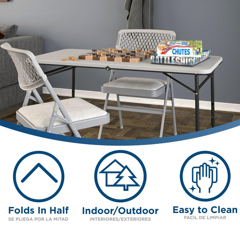 Gray Adjustable Height Fold-in-Half Portable Utility Table