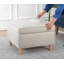 Élégant pouf avec pieds en bois de hêtre, couleur crème | Housse 100% coton, 25,6 po x 16,9 po x 25,6 po | 35 éponges orthopédiques 35 po., Épaisseur: 2,4 po | Parfait pour le salon, la chambre à coucher et le siège élégant-1810500992