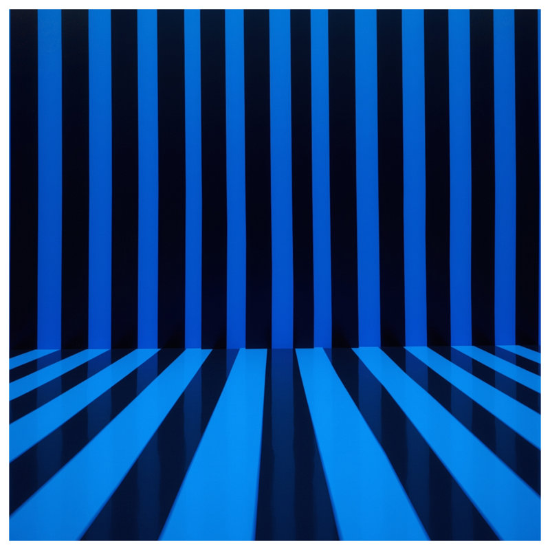 Blue Black Vertical Stripes Bedding Stripes Bedspread Pattern, Queen