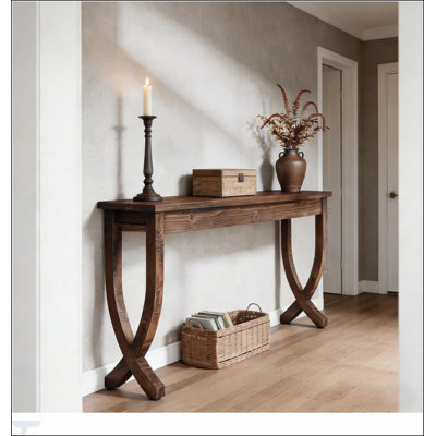 Rustic Style Entryway Table with Console and Display Shelf, Perfect for Organizing and Decorating in Modern Farmhouse Decor.
