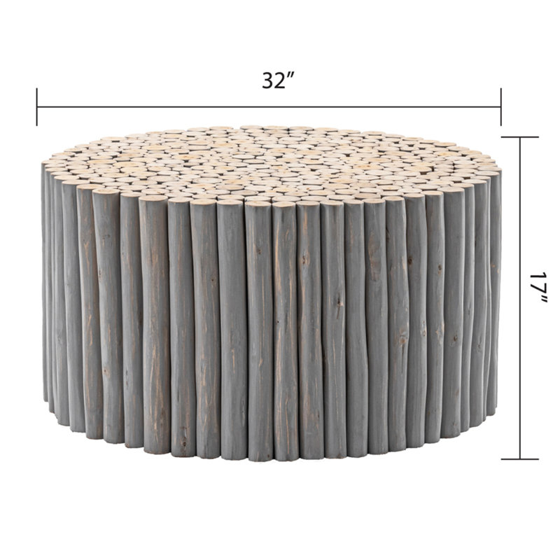Table basse en bois l 32 po x P 32 po x H 17 po