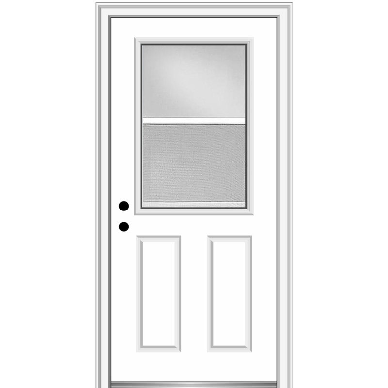 White Primed Fiberglass 2-Panel Screen Door with Clear Glass