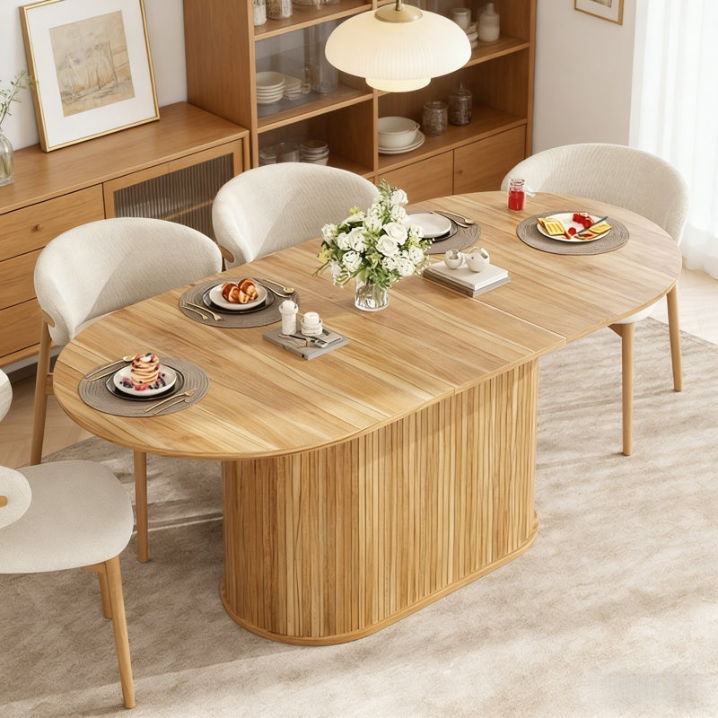 Table de salle à manger extensible Mid-Century, Naturel