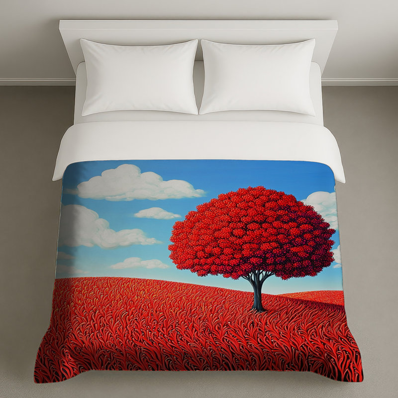 Tree Bedding Landscape Duvet Cover Contemporary, Queen