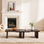 Table basse rectangulaire avec motif épissé, ensemble modulaire en panneau de fibres à densité moyenne brun riche, configuration polyvalente pour le salon