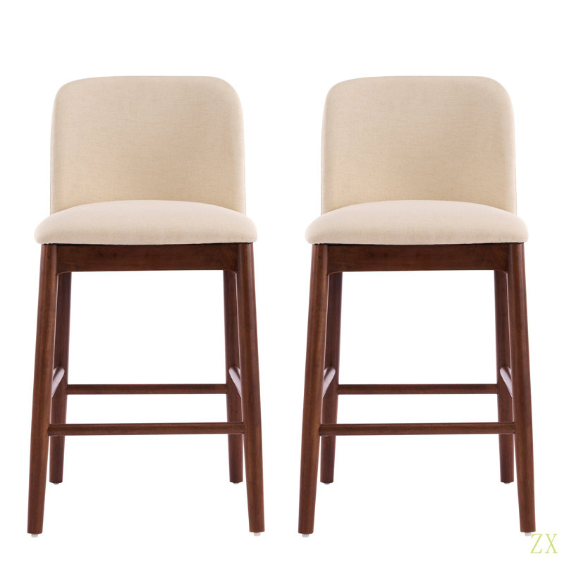 Tabouret de bar d'intérieur rembourré, chaise de bar, ensemble de 2, Marron foncé