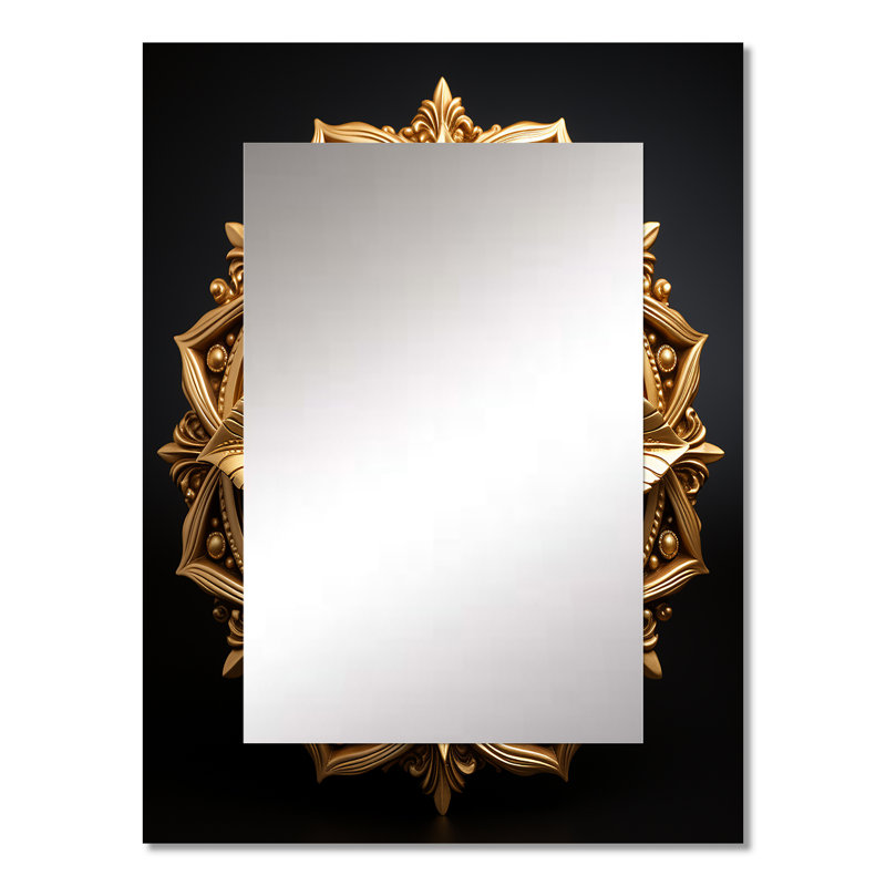 Gilded Circles Mandala in Gold II - Boho Mandala Unique Wall Mirror, Traditional Mirror, Printed Metal Art, 32" x 24"