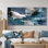 «Blue Sturdy Guardians Accents With White», reproduction d'art sur toile abstraite bleue