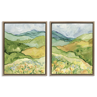 Ensemble de toile flottante 2 pièces Meadow with Rolling Hills, design par Victoria Barnes