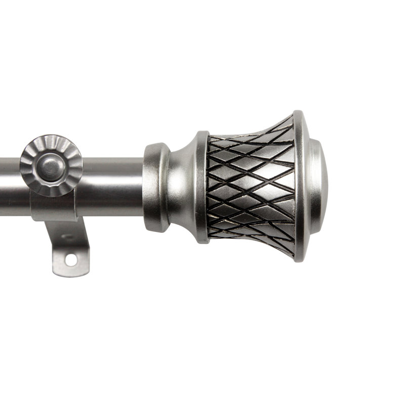 Tringle à rideaux à 5 côtés Lennart - laiton antique 13/16 po, Argent argent, 28 po à 48 po (chaque côté)