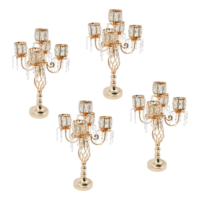 Élégant et chic porte-bougie en cristal à 5 bras avec décoration de table