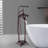 39-3/4 In. Double-Handle Freestanding Floor Mounted Bathtub Filler Faucets With Hand Held Shower Head In-111704734