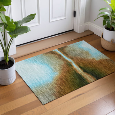 Machine Washable Indoor/Outdoor Lockway ACN2419 Abstract Rug