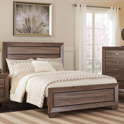 Grand lit délavé taupe délavé - Chambre transformable avec panneau tactile de taille rustique