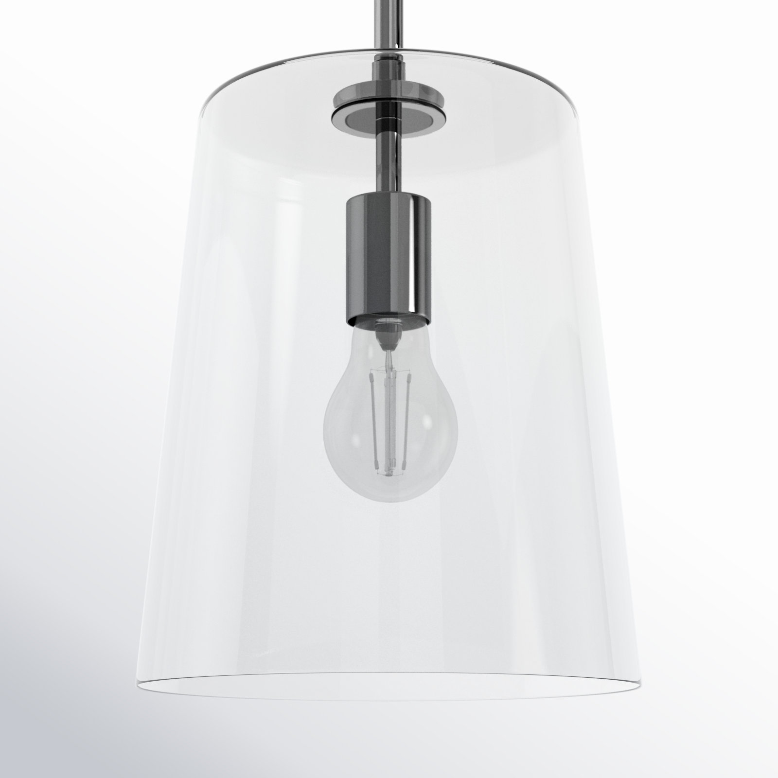 Selena Single Light Glass Dimmable Pendant, Light Silver, 11.38" H x 9" W x 9" D