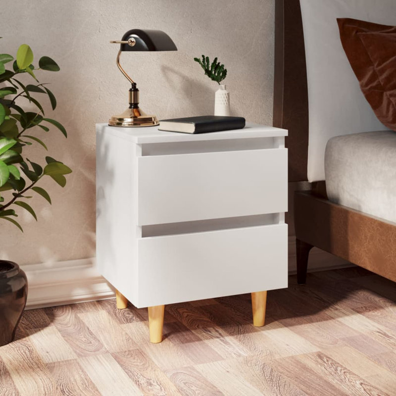 Liesl 40cm W Manufactured Wood Bedside Table, White