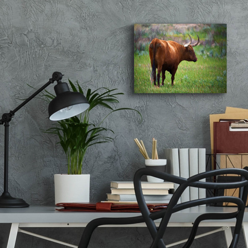 Art épique «Longhorn Oil Paint» par Rick Berk, Acr «Longhorn Oil Peinture» par Rick Berk
