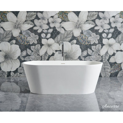 TRANQUIL 63" Freestanding Solid Surface Bathtub in White