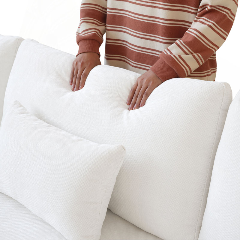 Canapé modulaire en L Sky Sky, Tissu blanc
