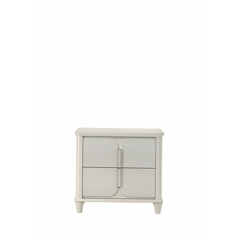 Table de chevet laquée blanc perle Laveda