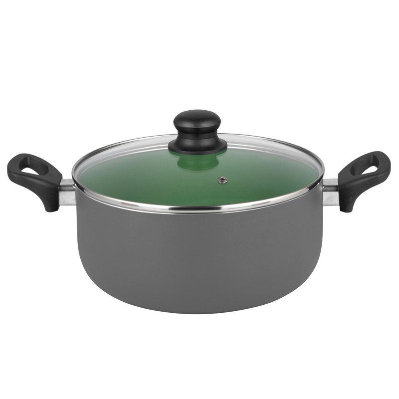 Mitchelton 6 - Piece Non-Stick Aluminum Cookware Set, Grey/Green