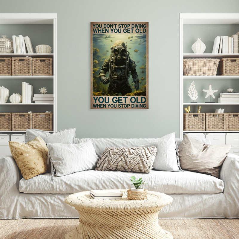 «You Get Old When You Stop Diving», impression sur toile, H 36 po x l 24 po x P 1,25 po