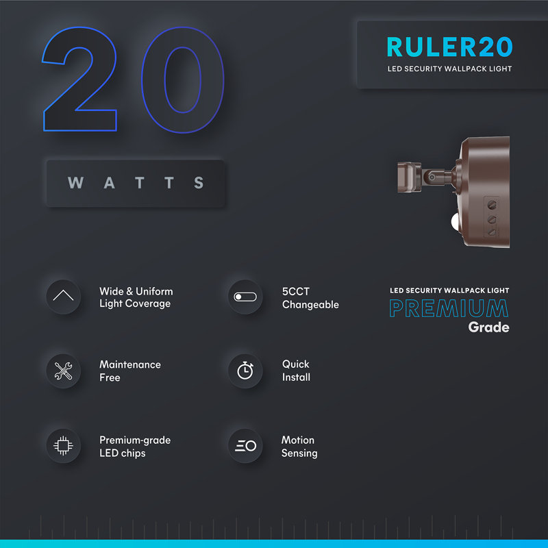 Projecteur à DEL mince - 2 000 lumens - 5 tasses au choix 2700K-5000K, Bronze