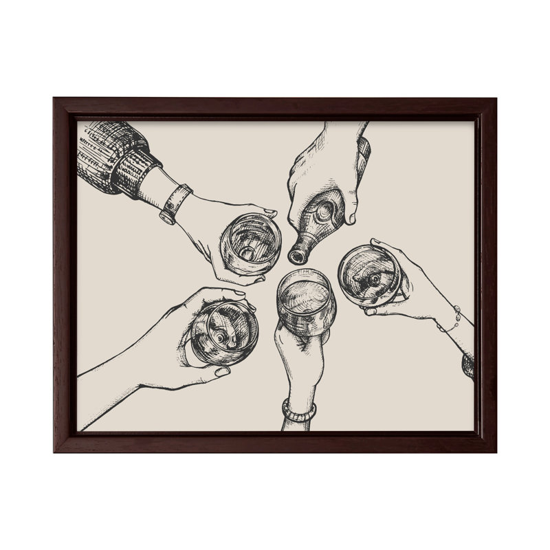 Cheers, Canvas, 11"H x 14"W, Brown Framed