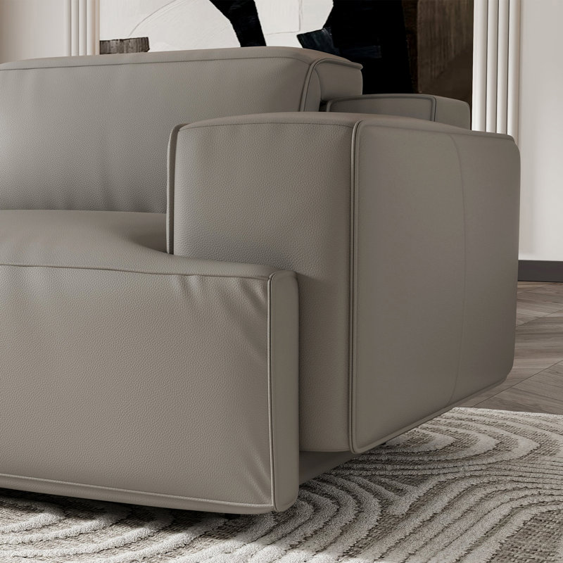 Canapé inclinable en cuir Valentina, Polyuréthane gris