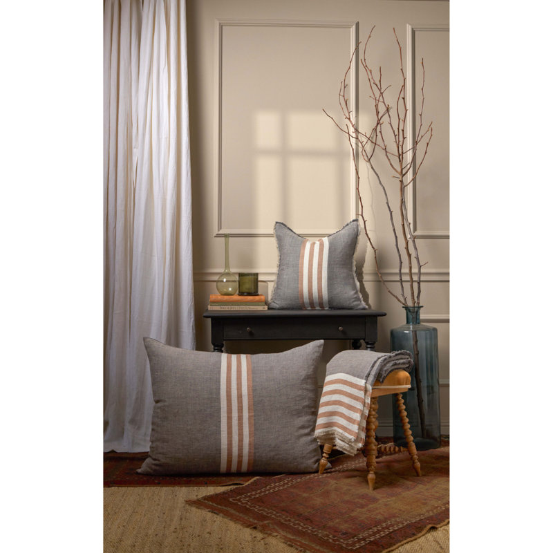 Benny Striped Linen Reversible Throw Pillow