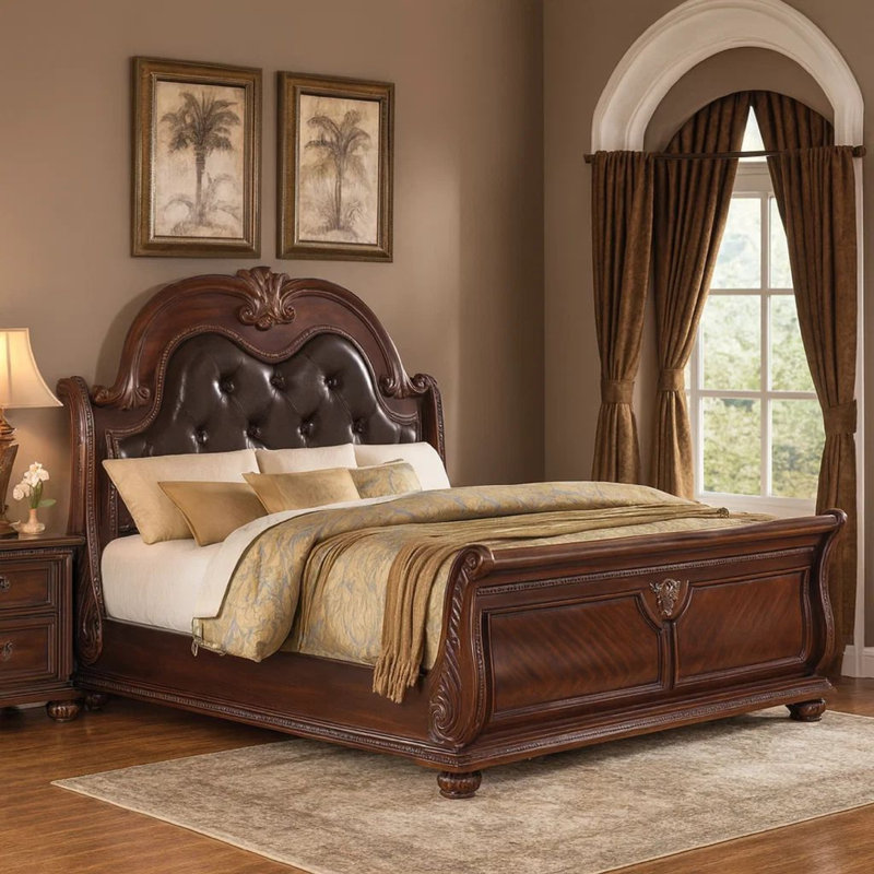 Ejner Vegan Leather Platform Bed, King